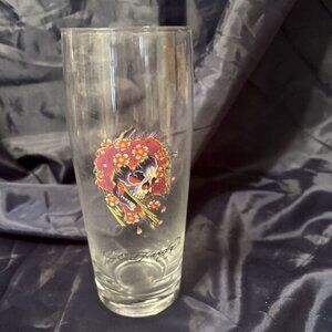 Ed Hardy  By Christian Audigier Skull/ Flowers And Fire Drinking Glass Tall